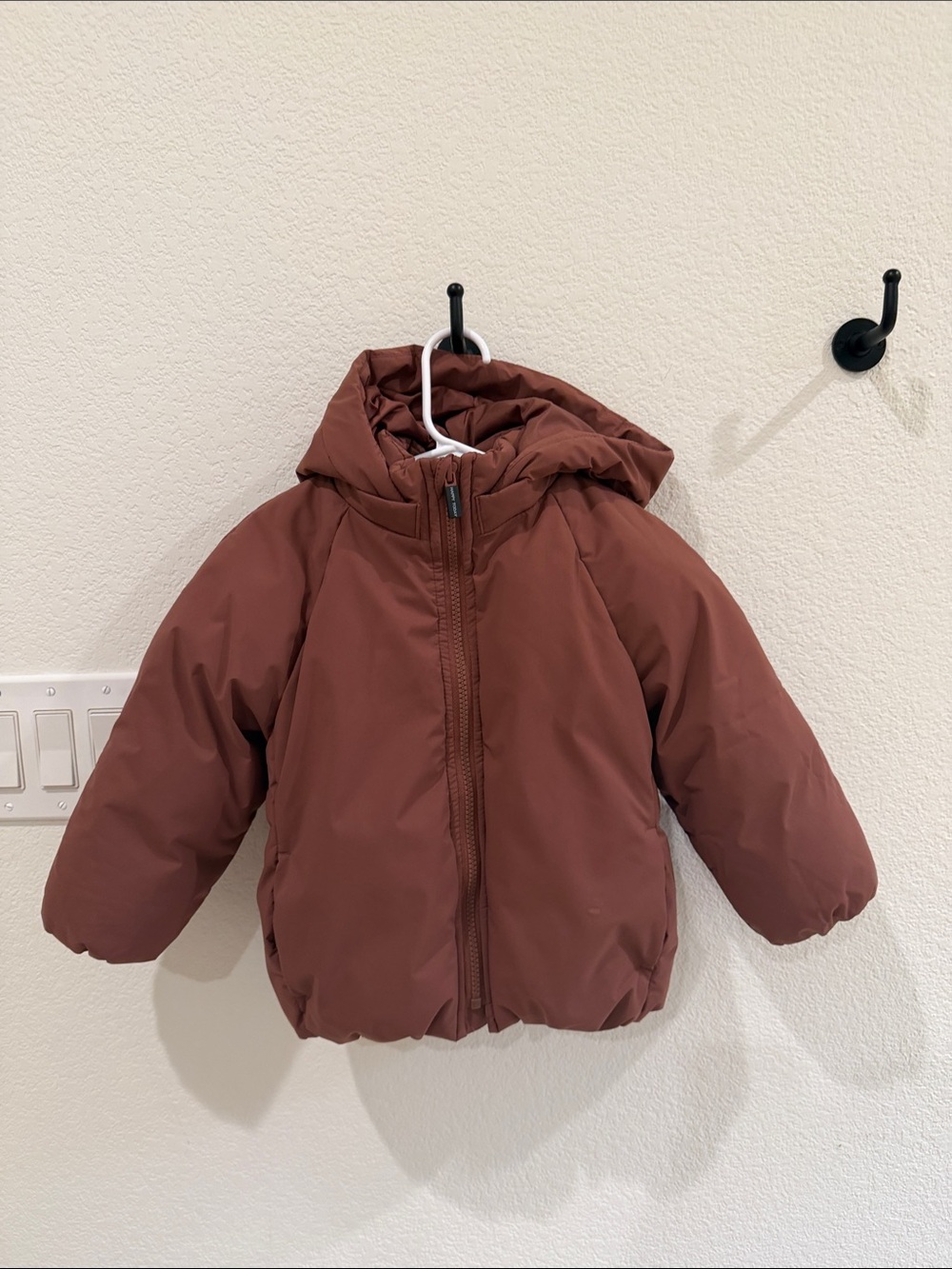 Zara Kids Hooded Puffer Jacket in Rust